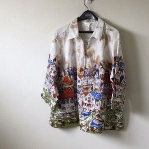 Village print plus size jacket